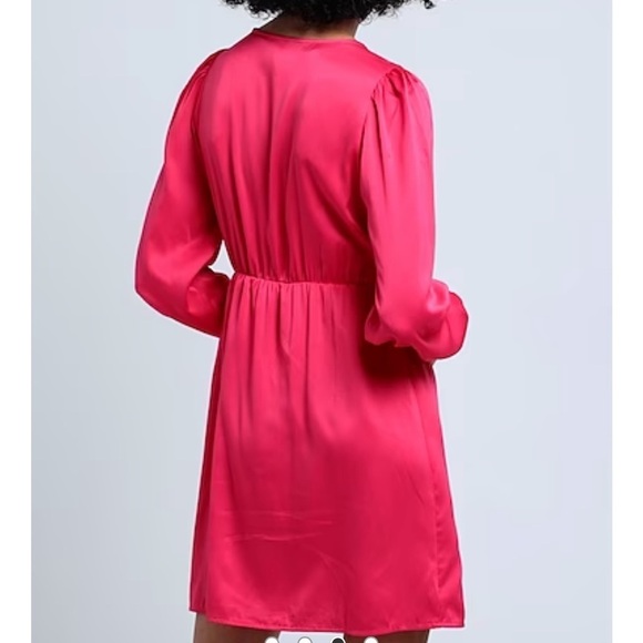 Vero Moda Short Satin Dress Fuchsia Size 14 - Picture 3 of 11